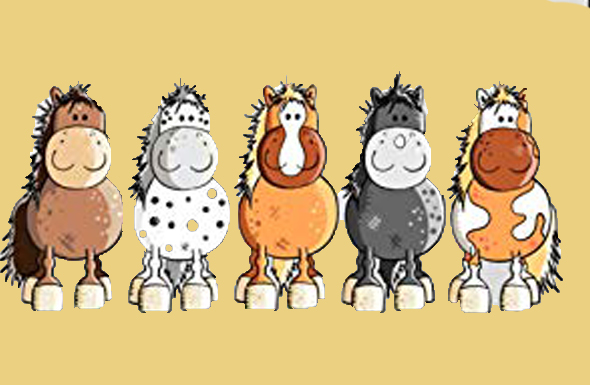 5 Cartoon Pferde